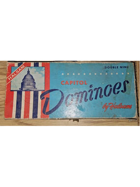 2 Vtg Halsam Capitol Double Nines Wooden Dominoes 1950s Set 930 ,& Dragon Six